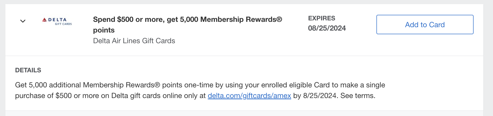 Amex Delta Giftcard Offer